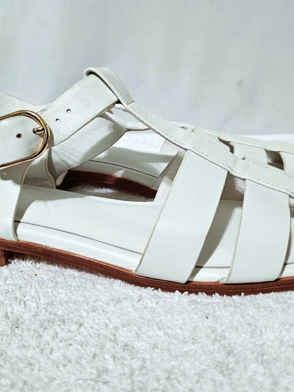DELTAN Women's LEATHER FISHERMAN SANDALS WHITE Size 9.5
